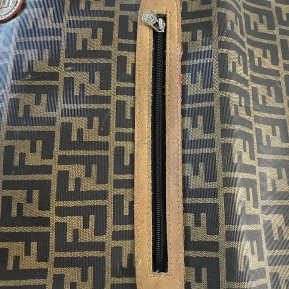 Vintage FENDI Zucca Large Document Hand Bag Pouch Canvas Leather Brown - Picture 11 of 15